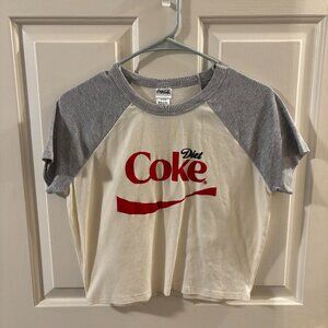 Diet Coke Women's Graphic Logo Crop Top T-Shirt with Velvet Letters ~ Large